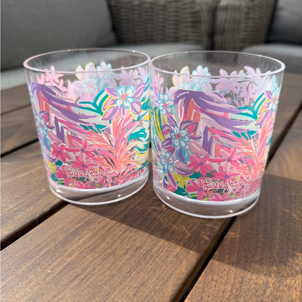 Lilly Pulitzer Floral Tumbler Glasses - Pair